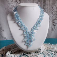 Collier Lagon avec des Cristaux de Swarovski, des facettes, des rocailles et un fermoir en Argent 925/1000